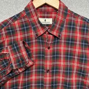 Southern Pines Mens Large Red Plaid Button Down Shirt Long Sleeve 100% Cotton